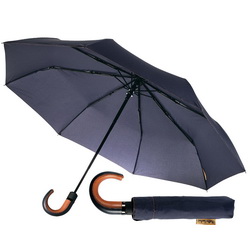 Зонт складной с ручкой обтянутой натуральной кожей, эпонж