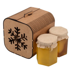 Подарочный набор: два вида меда в оригинальной коробке, МДФ 3 мм, мед 