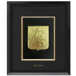 "Герб Москвы" в деревянной рамке, сусальное золото 24 К, дерево, стекло