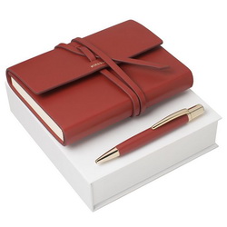 Набор подарочный Nina Ricci: блокнот А6 (120 листов), имитация кожи, и ручка шариковая, металл, в подарочной коробке