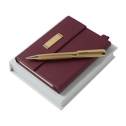 Подарочный набор Nina Ricci: блокнот с петлей для ручки, шариковая ручка, искусственная кожа, латунь