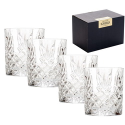 Набор "Стефан" из 4-х стаканов для виски, 380 мл, хрустальное стекло, в подарочной коробке, Чехия
