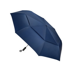 Зонт складной с большим двойным куполом и ручкой soft-touch, 3 сложения, эпонж