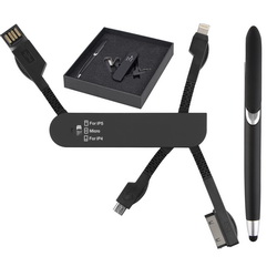 Подарочный набор: ручка шариковая, переходник с разъемами USB, micro-USB, iPhone 4, 5 ,6, металл, пластик