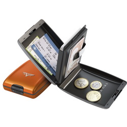 Кошелек TRU VIRTU OYSTER, с отделениями для кредитных карт, мелочи, зажимом для купюр. Защищает карты от размагничивания и сканирования данных, анодированный алюминий