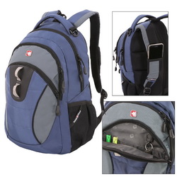Рюкзак Swissgear: карман для планшетного компьютера с мягкими стенками, карман-органайзер для мелких предметов, эргономичные плечевые ремни анатомической формы, оснащённые пропускающей воздух набивной подкладкой, спинка рюкзака с системой ц