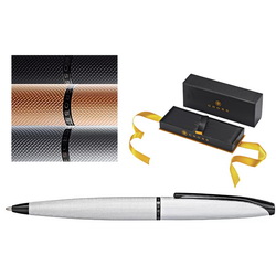 Ручка шариковая Cross ATX Brushed Chrome, латунь, покрытие - хром, детали дизайна - полированное покрытие черного цвета, цвет серебристый