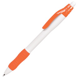 Ручка N4 шариковая, с цветным прорезиненным грипом и клипом в тон, пластик