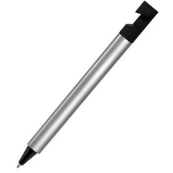 Ручка шариковая "Hold" с подставкой для смартфона, пластик с металлизированным напылением