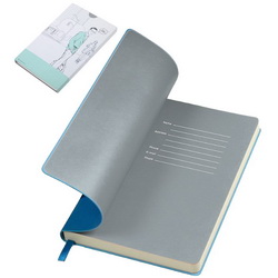 Бизнес-блокнот недатированный, тонированный блок в линейку, голубая обложка Velvet, серый форзац, 256 страниц, в индивидуальной картонной упаковке
