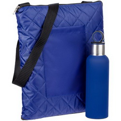Подарочный набор: плед-сумка, полиэстер, термобутылка, 500мл, металл, покрытие софт-тач;