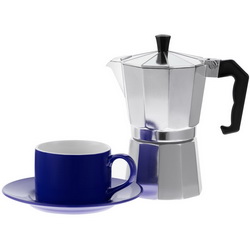 Набор для кофе: кофеварка, 240мл, и чайная пара, 250мл, в пакете из крафта, алюминий, пластик, фарфор