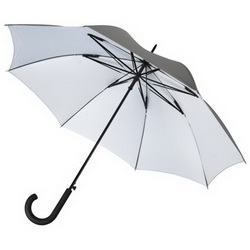Зонт-трость полуавтомат с противоветровой защитой, ручка пластиковая с покрытием софт-тач, поставляется без чехла, нейлон, пластик
