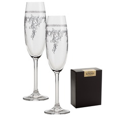 Набор бокалов для шампанского "Цветочный узор", 2 шт. по 220 мл, выдувное стекло, в подарочной коробке, Чехия