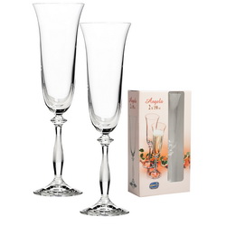 Набор бокалов для шампанского "Богема", 2 шт. по 190 мл, выдувное стекло, в подарочной коробке, Чехия