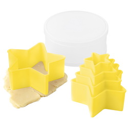 Набор формочек в виде звездочек (5 шт.) для приготовления печенья в цилиндрическом футляре, силикон, пластик