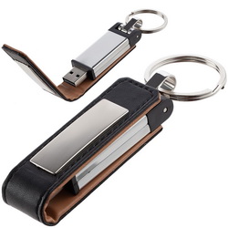 Флэш-карта USB, 16 Гб, искусственная кожа, металл