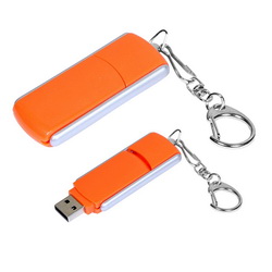 Флеш-карта USB с карабином и выдвижным механизмом, 16Gb, пластик, металл