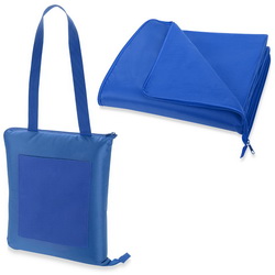 Плед 2-х сторонний с непромокаемой подкладкой в сумке на молнии, флис, полиэстр, 235 г/кв м