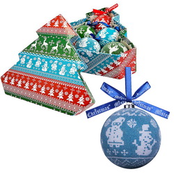 Набор из 6-ти шаров в подарочной коробке в виде елки, папье-маше