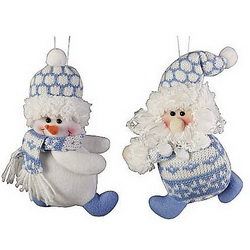 Мягкая игрушка "Новогодняя", подвесная, в ассортименте дизайнов (Деды Морозики и Снеговички), текстиль