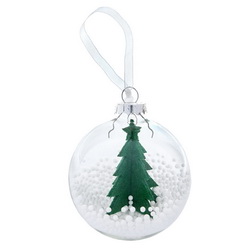 Прозрачный новогодний шарик со снегом "Елочка", пластик, фетр. Дополнительно можно заказать подарочную упаковку арт.843087
