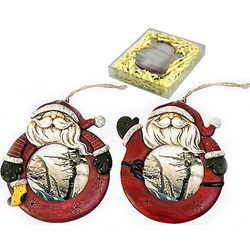 Набор новогодних украшений- фоторамок "Дед Мороз" (2 штуки) , полистоун, в индивидуальной упаковке