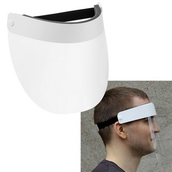 Прозрачный экран для лица с белой лентой и мягкой подкладкой на лбу, поставляется в разобранном виде, пластик